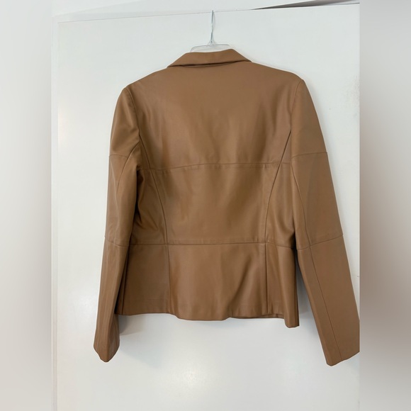 Teenflo Tan Faux Leather Jacket with Cotton Lining - Picture 2 of 6